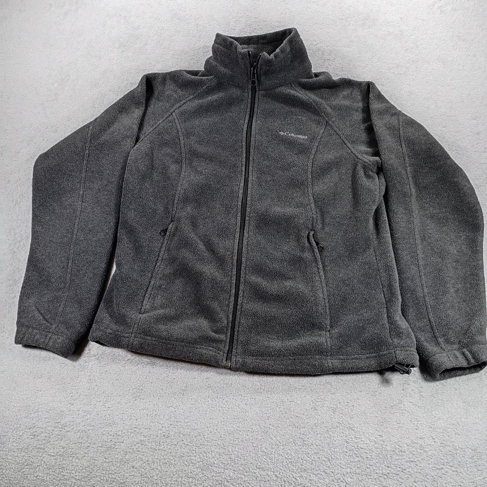 Columbia Womens Benton Springs Fleece Jacket Gray PM Full Zip Pocket